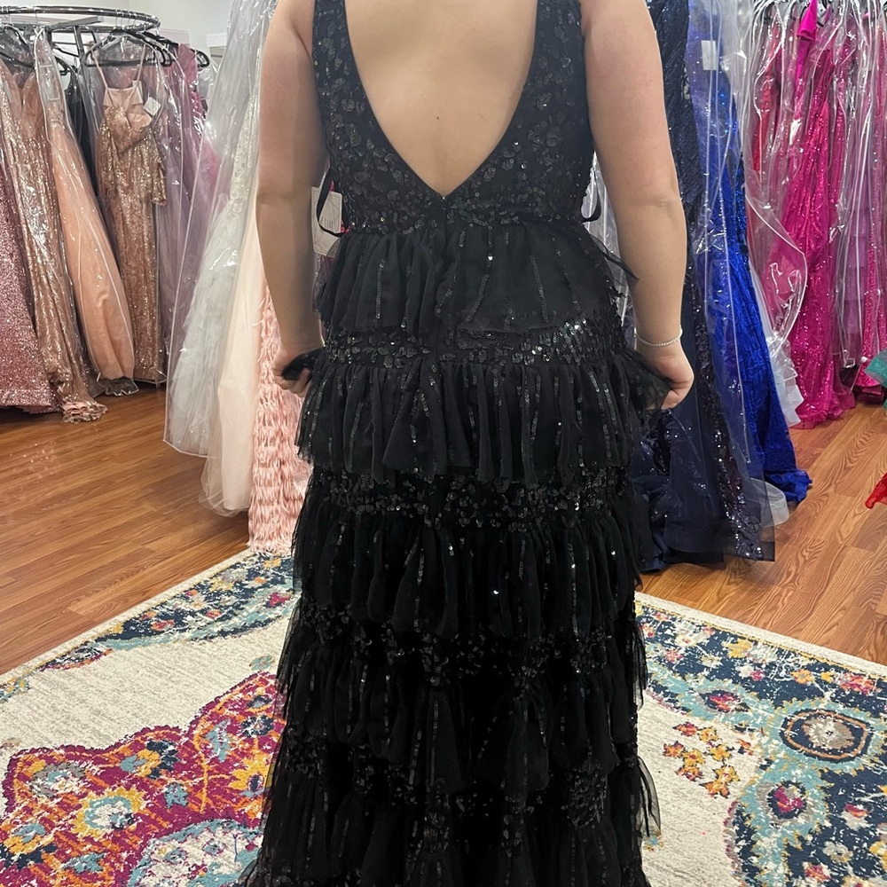 Black Maxi Strapless Gown for Prom - Picture 3 of 5